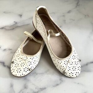 Mayoral Perforated Ballet Flats, White, Size 33/US Size 2
